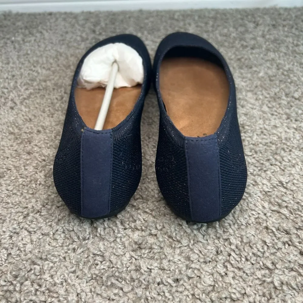 SoftWalk Classic Ballet Flats with Arch Support Navy Metallic Stretch Knit 11N - Picture 3 of 5